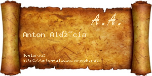 Anton Alícia névjegykártya